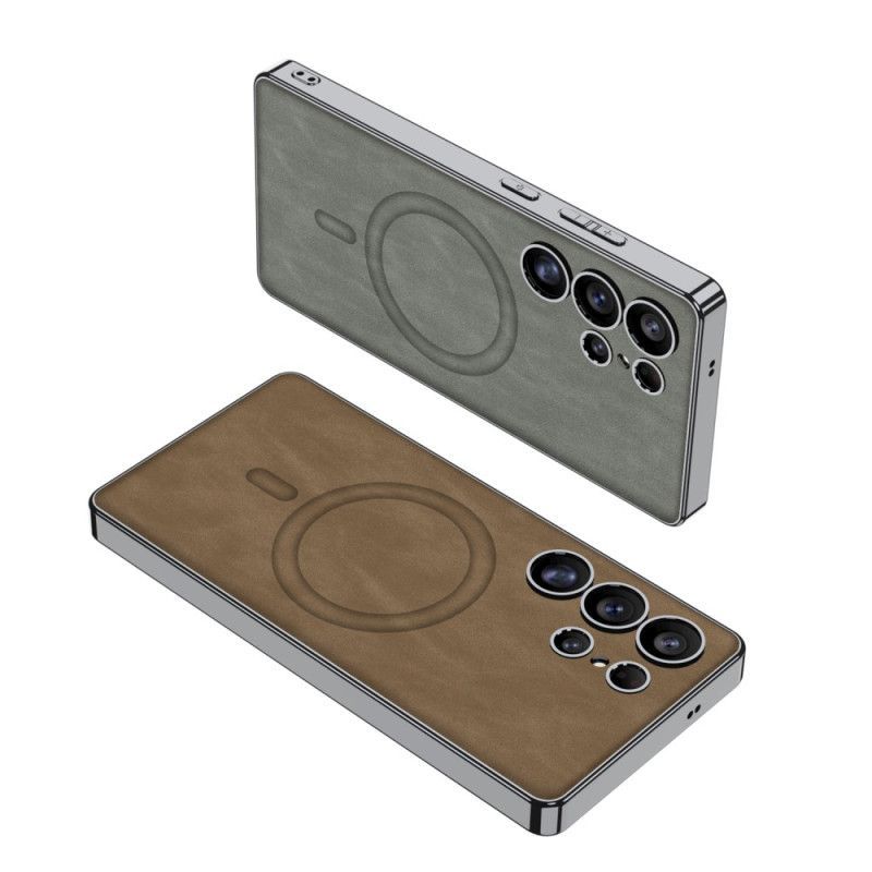Coque pour Samsung Galaxy S25 Ultra 5G Simili Cuir Mat Compatible MagSafe