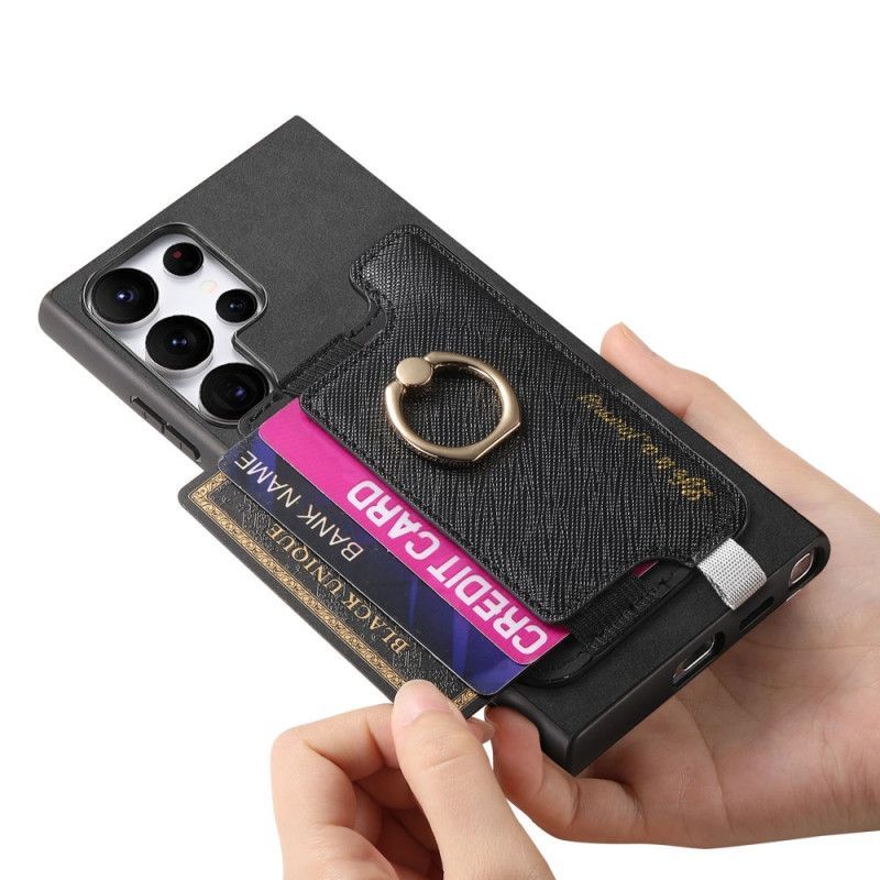 Coque Samsung Galaxy S25 Ultra 5G Style Daim Porte-Cartes Détachable