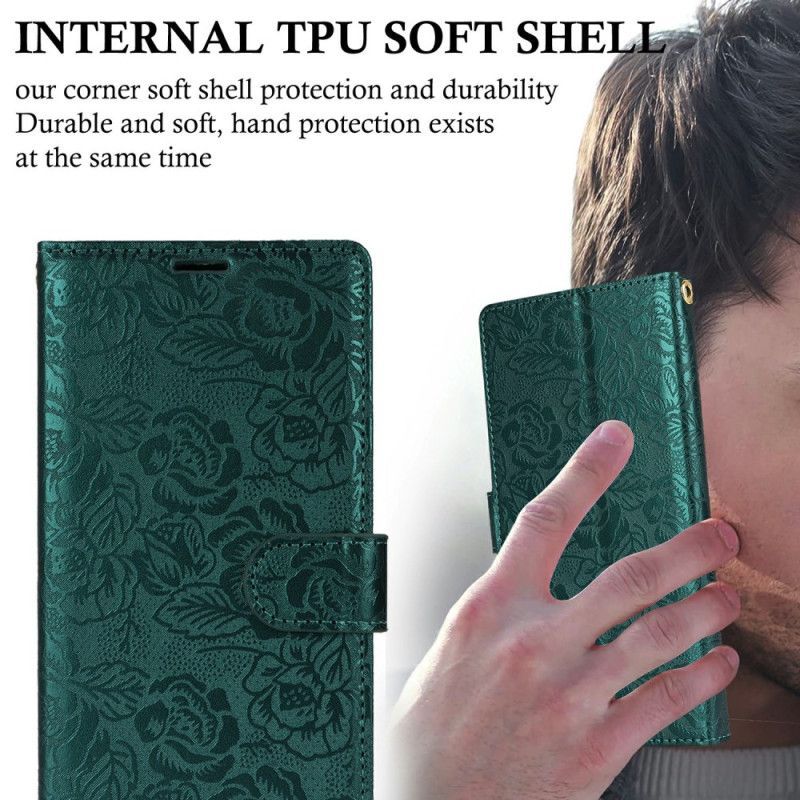 Housse Galaxy S25 Ultra 5G Impression Florale à Lanière