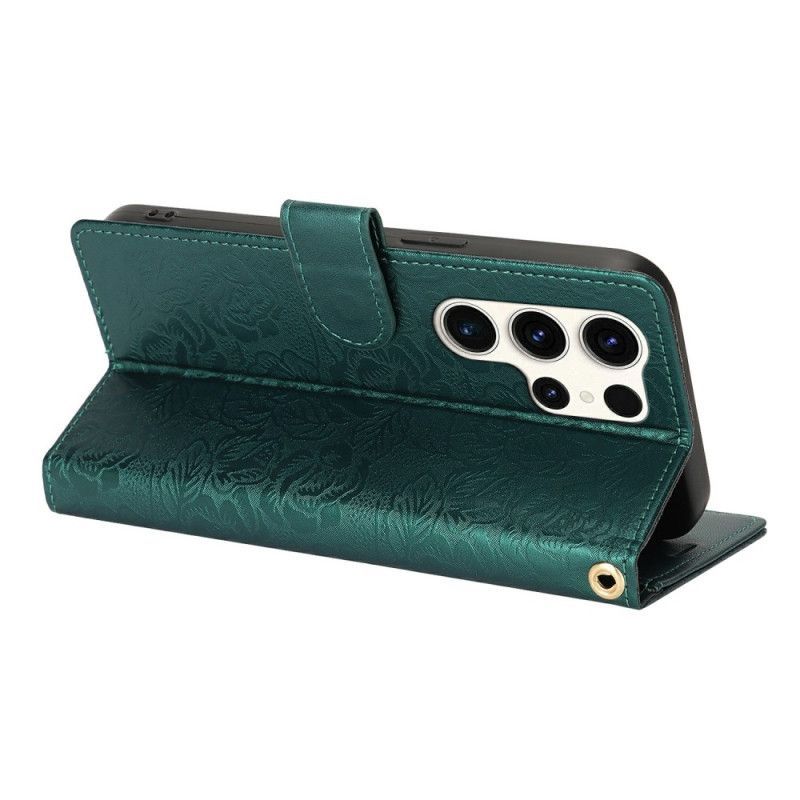 Housse Galaxy S25 Ultra 5G Impression Florale à Lanière