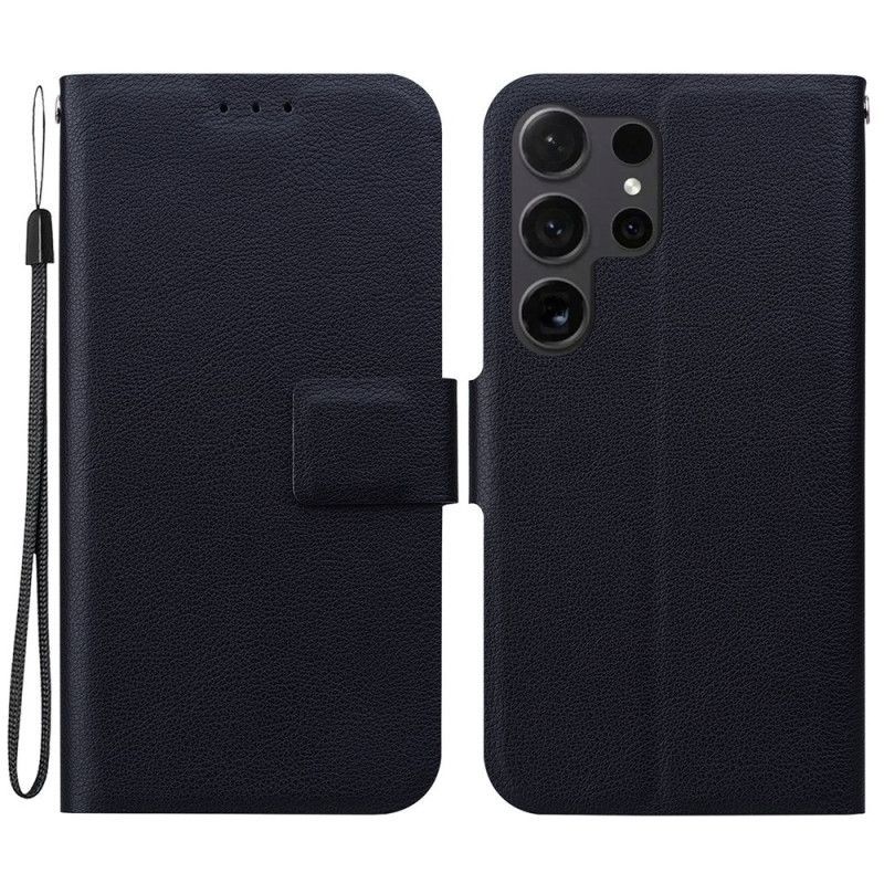 Housse Samsung Galaxy S25 Ultra 5G Effet Cuir Uni avec Lanière