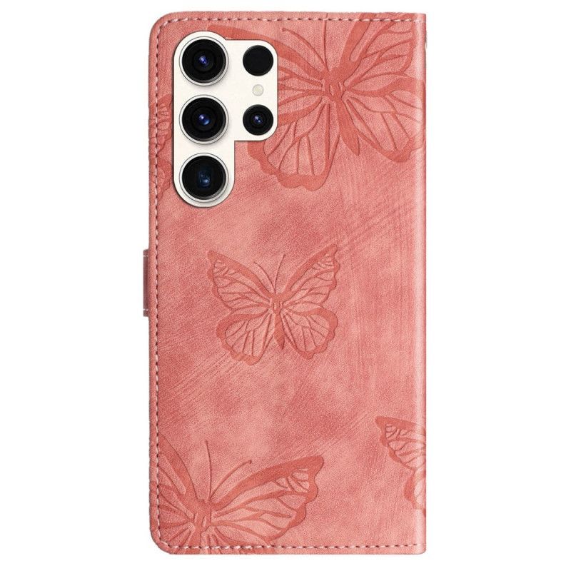 Housse Samsung Galaxy S25 Ultra 5G Effet Daim Papillons