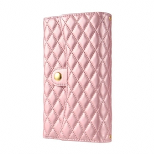 Housse Samsung Galaxy S25 Ultra 5G Portefeuille Matelassé avec Bandoulière