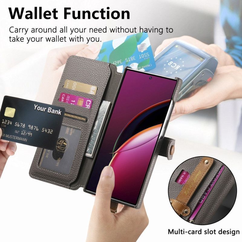 Housse Samsung Galaxy S25 Ultra 5G Portefeuille Protection RFID avec Pochette et Anneau