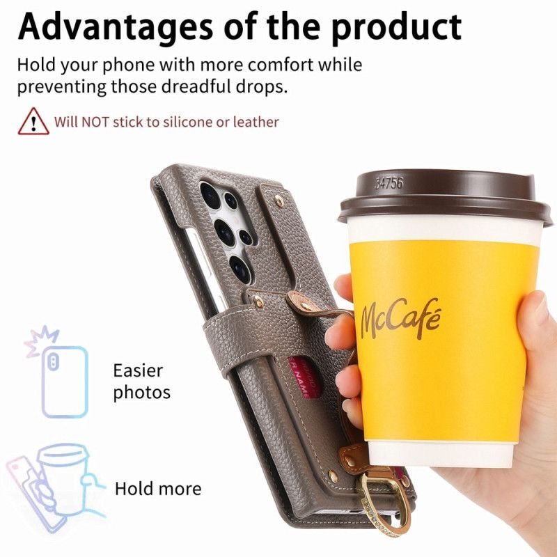 Housse Samsung Galaxy S25 Ultra 5G Portefeuille Protection RFID avec Pochette et Anneau