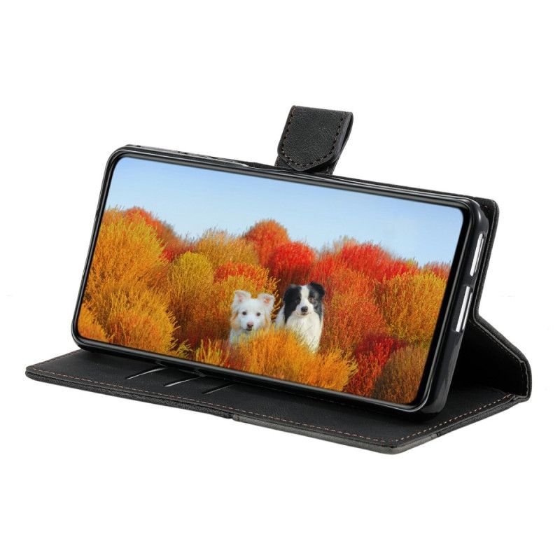 Housse Samsung Galaxy S25 Ultra 5G Portefeuille RFID Style Daim Bicolore à Lanière