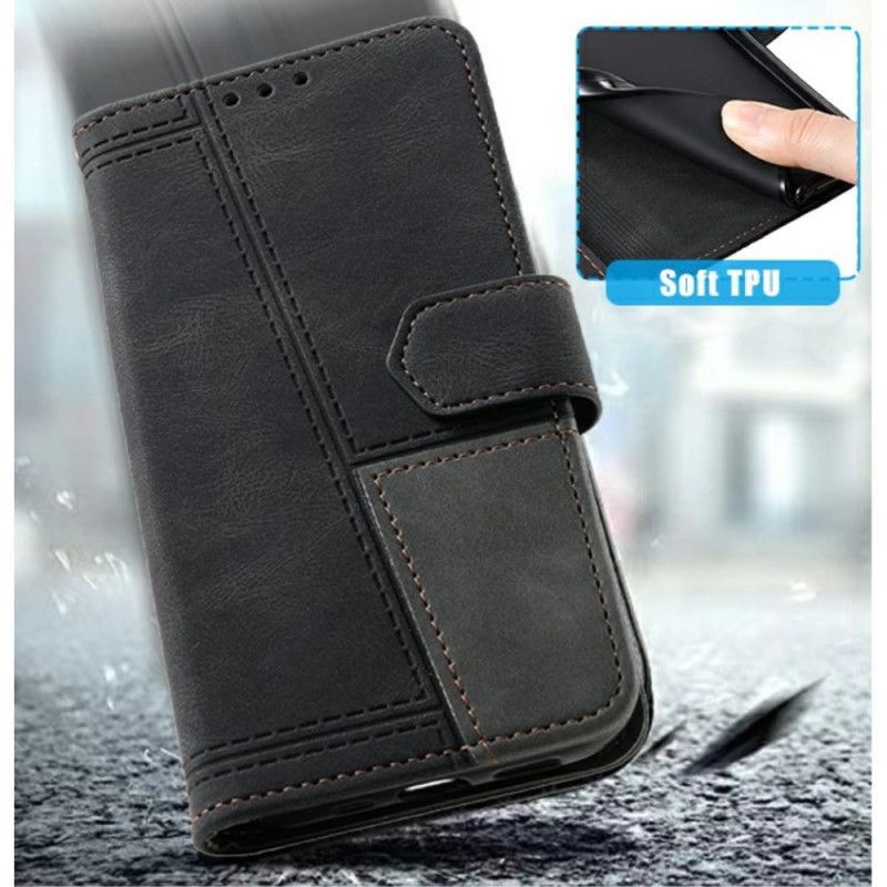 Housse Samsung Galaxy S25 Ultra 5G Portefeuille RFID Style Daim Bicolore à Lanière