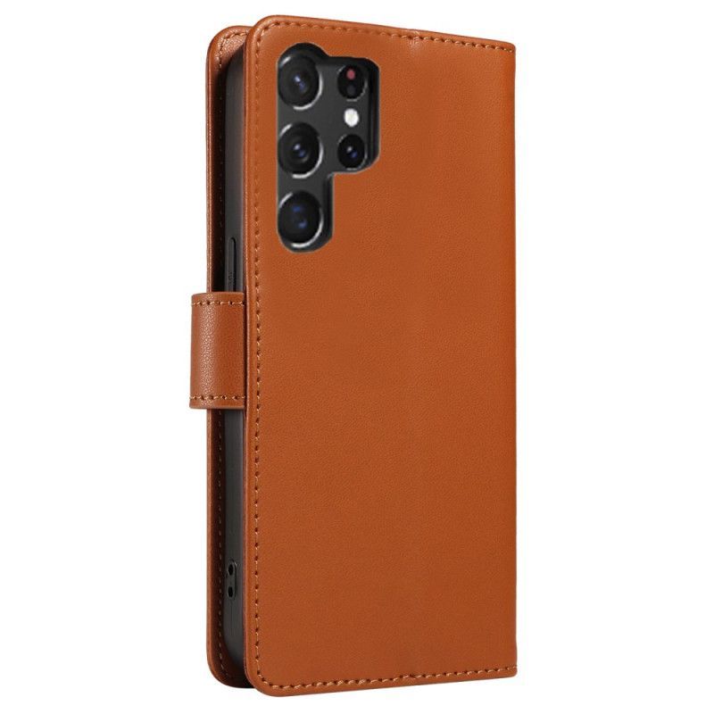 Housse Samsung Galaxy S25 Ultra 5G RFID Portefeuille Cuir avec Lanière