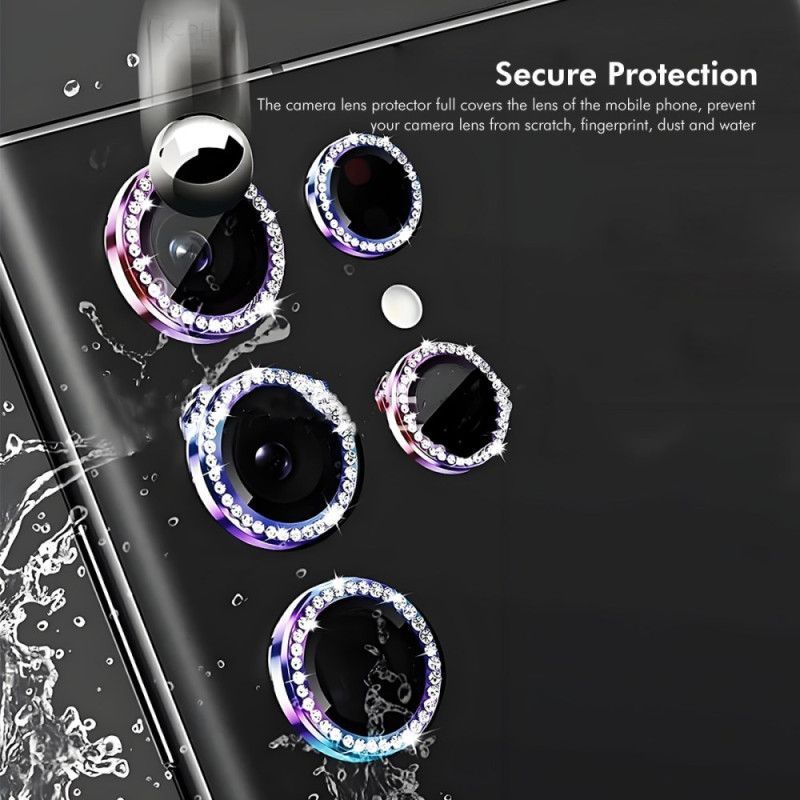 Lentilles de Protection Caméra pour Samsung Galaxy S25 Ultra 5G Anneaux Alliage et Strass
