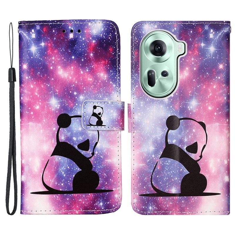Housse Oppo Reno 11 5G Bébé Panda à Lanière