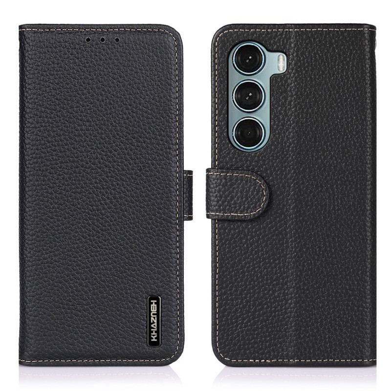 Housse Moto G200 5G Cuir Véritable Litchi KHAZNEH
