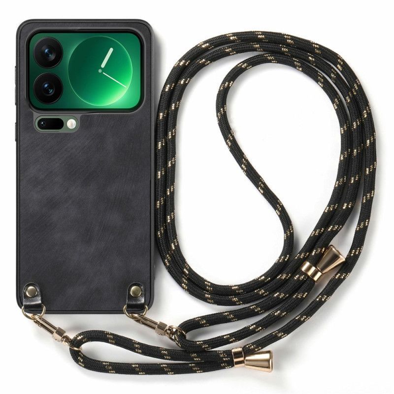 Coque à Cordon Xiaomi 17 Pro Simili Cuir Rétro