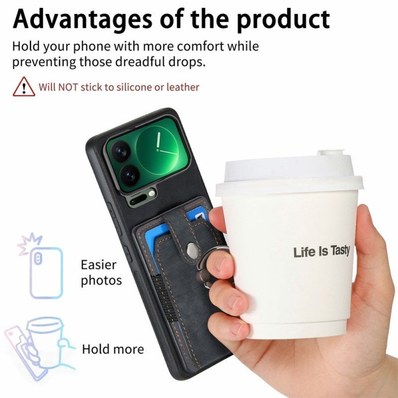 Coque Xiaomi 17 Pro Effet Cuir Support et Porte-Cartes