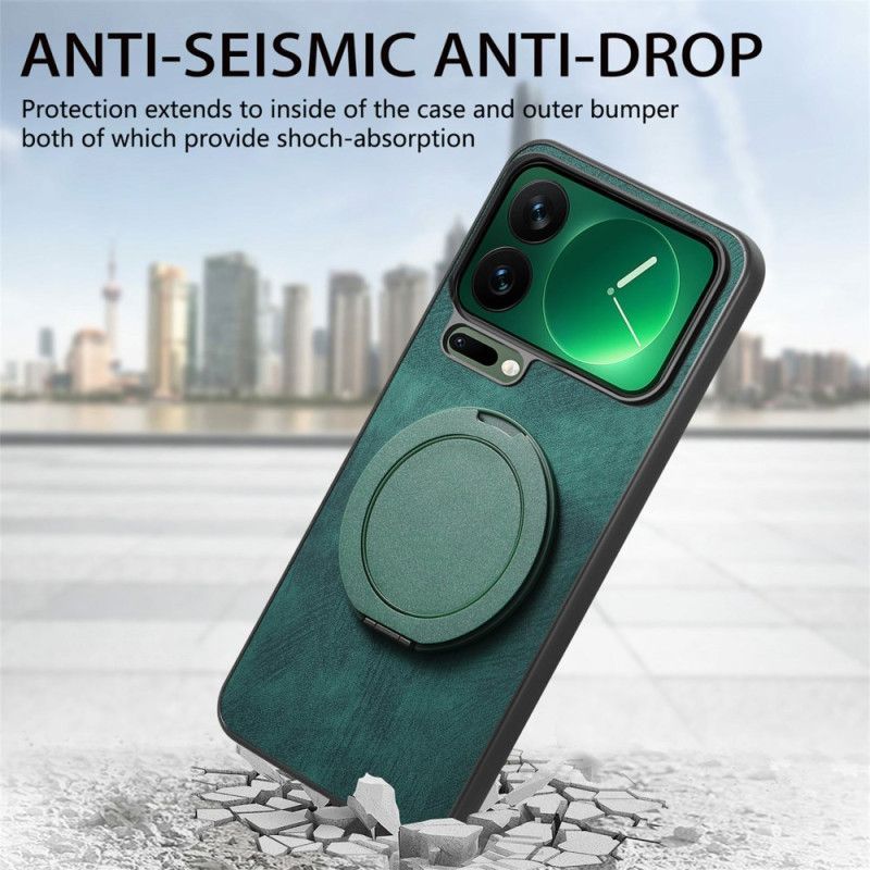 Coque Xiaomi 17 Pro Support Rotatif et Texture Cuir Rétro