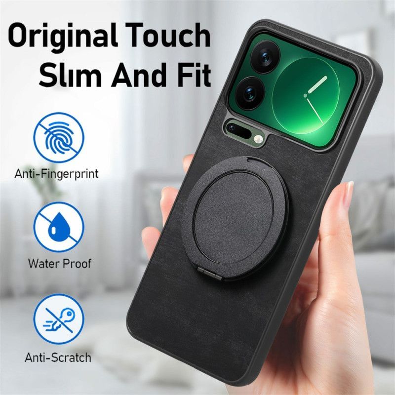 Coque Xiaomi 17 Pro Support Rotatif et Texture Cuir Rétro