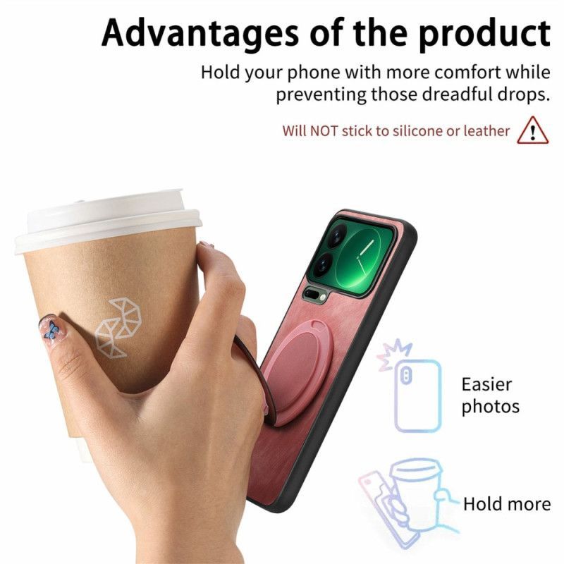 Coque Xiaomi 17 Pro Support Rotatif et Texture Cuir Rétro