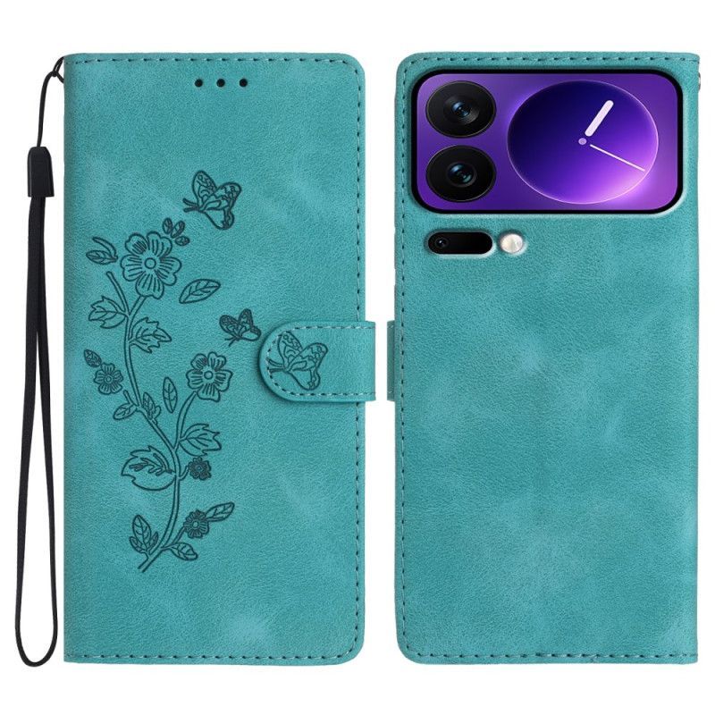 Housse Xiaomi 17 Pro Effet Daim Motif Floral