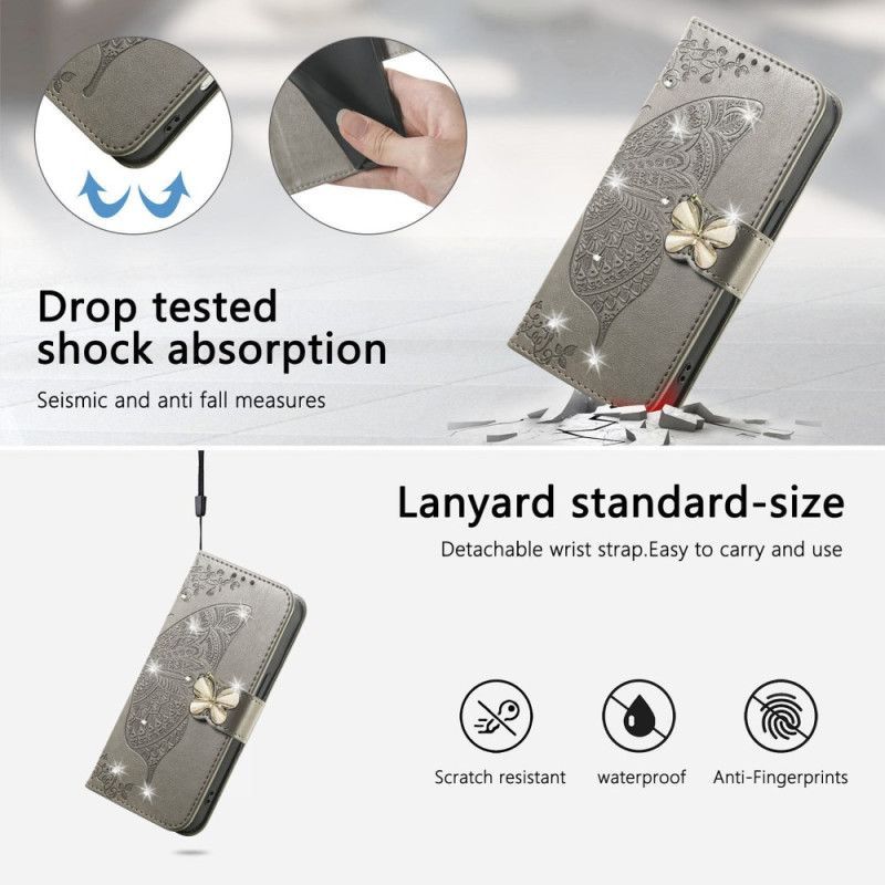 Housse Xiaomi 17 Pro Papillon 3D et Strass