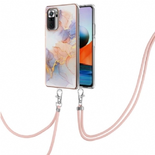 Coque Xiaomi Redmi Note 10 Pro marbre coloré à cordon