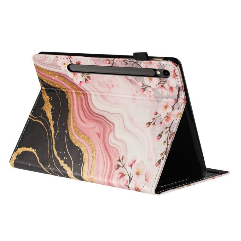 Étui Samsung Galaxy Tab S10 FE / S9 / S9 FE Motif Floral Marbre