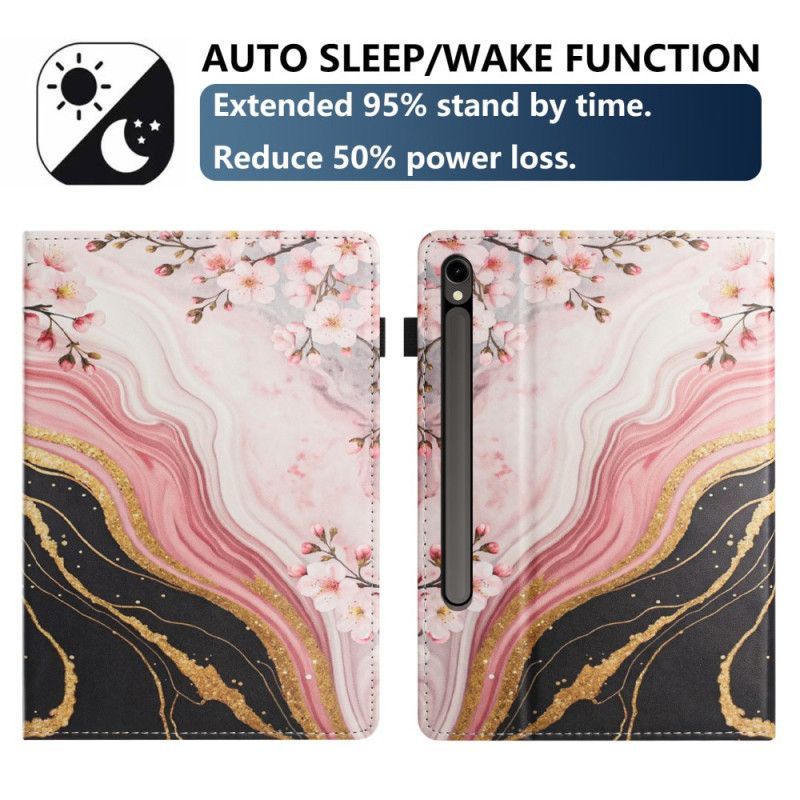 Étui Samsung Galaxy Tab S10 FE / S9 / S9 FE Motif Floral Marbre