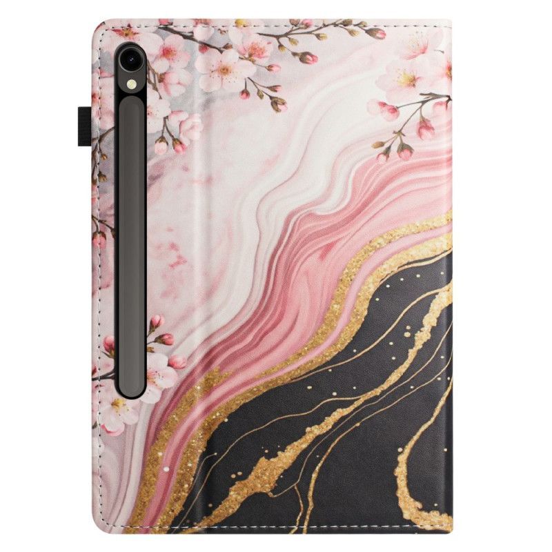 Étui Samsung Galaxy Tab S10 FE / S9 / S9 FE Motif Floral Marbre
