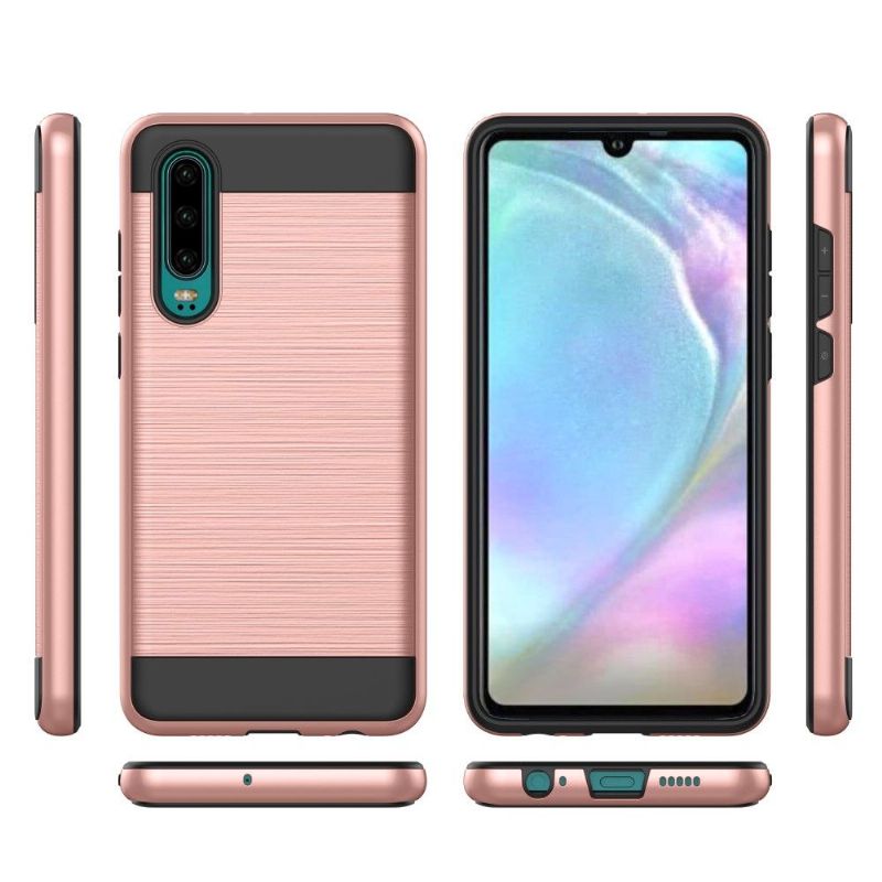 Huawei P30 - Coque effet métal brossé - Or rose