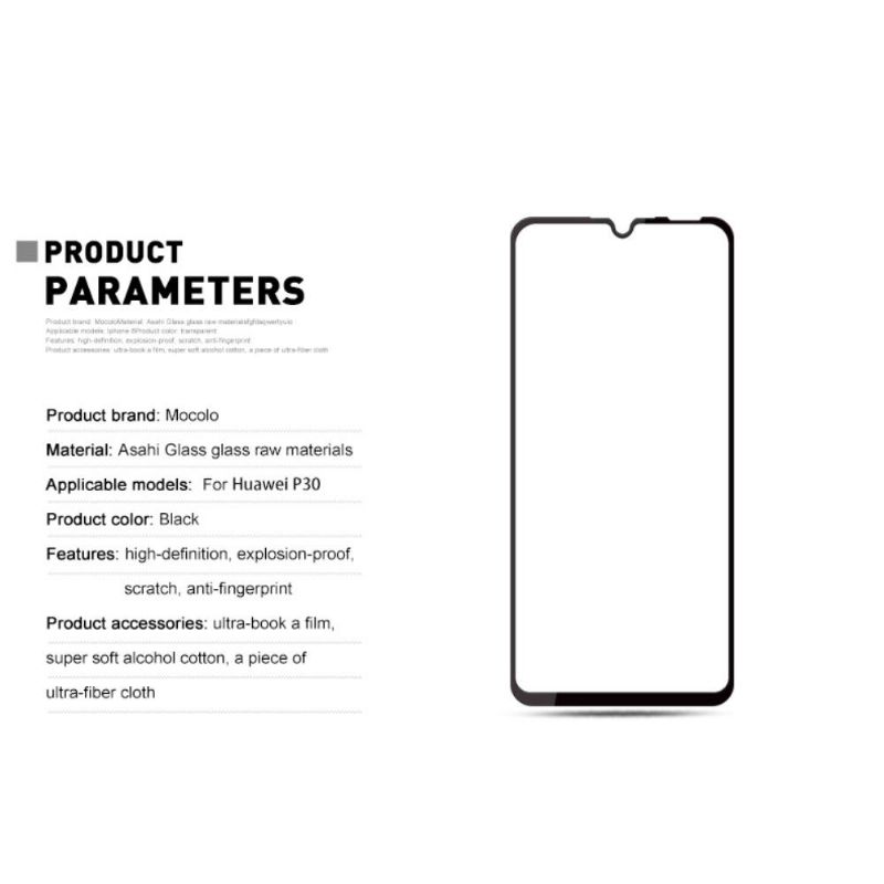 Huawei P30 - Protection d’écran en verre trempé full size - Noir