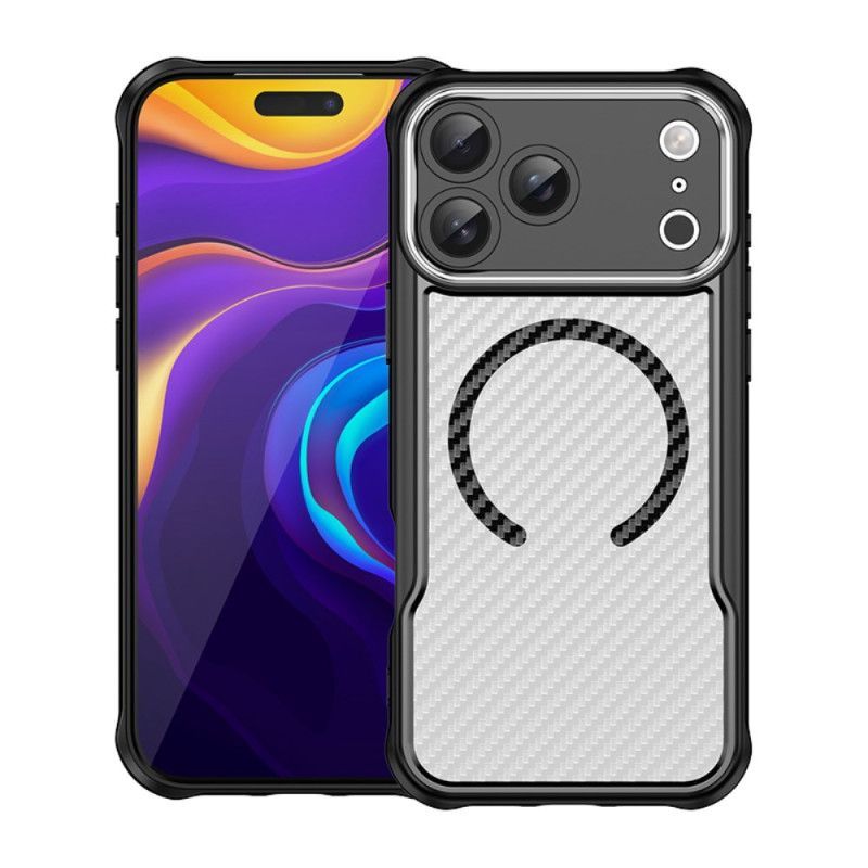 Coque iPhone 17 Pro Max Compatible MagSafe Fibre Carbone Translucide