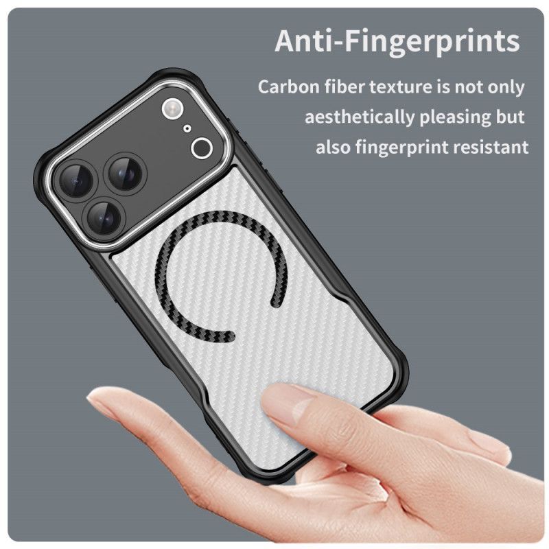 Coque iPhone 17 Pro Max Compatible MagSafe Fibre Carbone Translucide