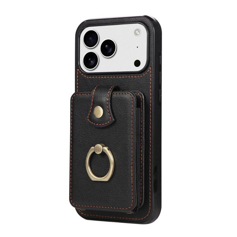 Coque iPhone 17 Pro Max Effet Cuir avec Porte-Cartes et Dragonne