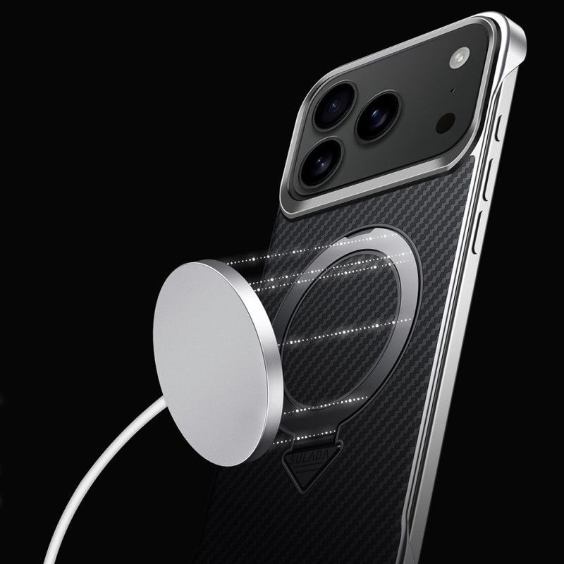 Coque iPhone 17 Pro Max Magsafe Anneau-Support Carbone