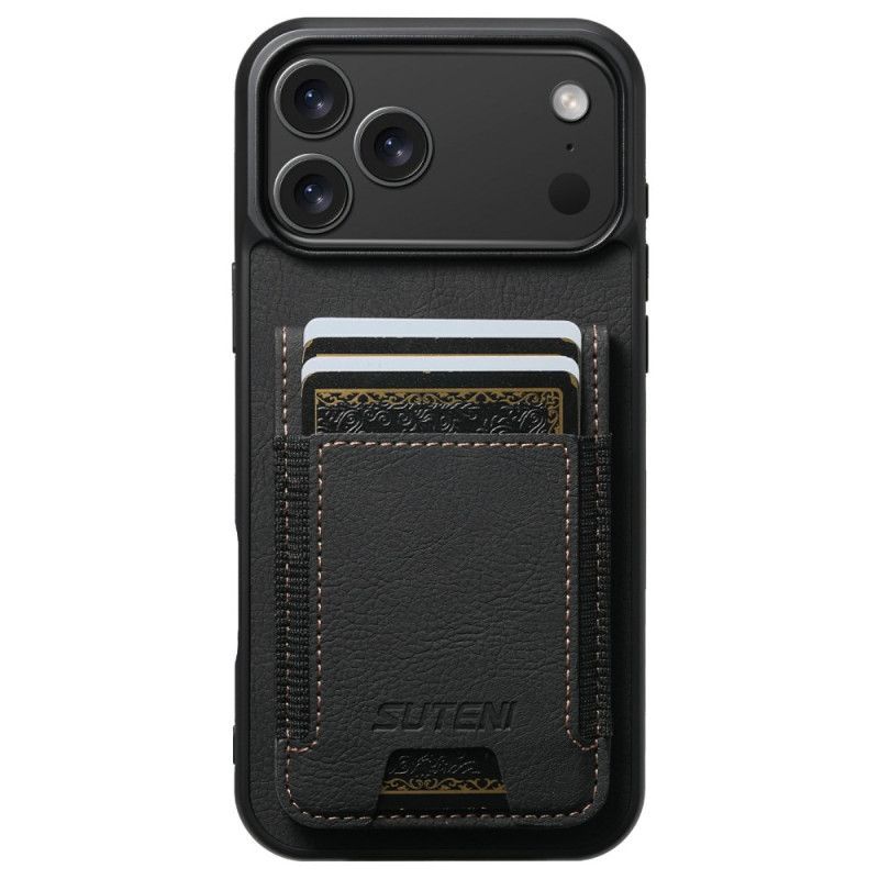 Coque iPhone 17 Pro Max Porte-Cartes et Support Look Rétro