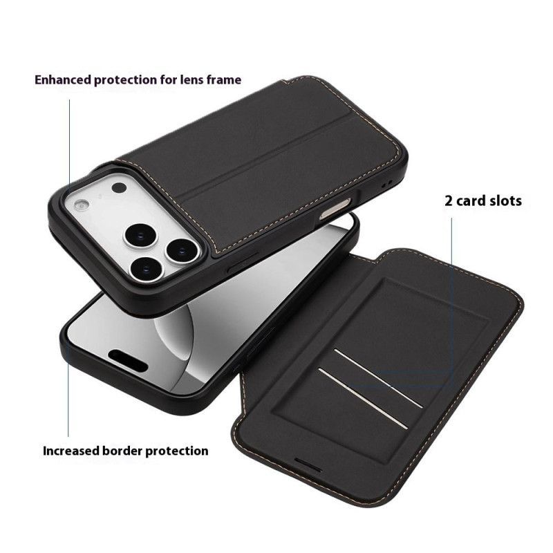 Flip Cover iPhone 17 Pro Max Fermeture Magnétique et Porte-Cartes