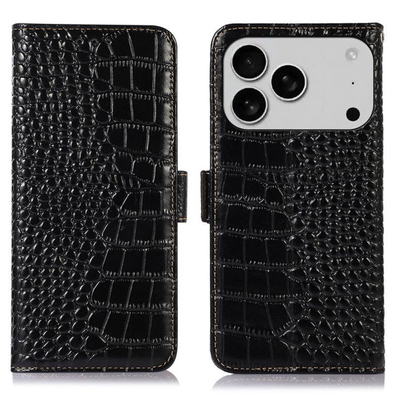 Housse iPhone 17 Pro Max Cuir Texture Crocodile