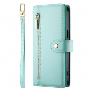 Housse iPhone 17 Pro Max Portefeuille avec Poche Zippée