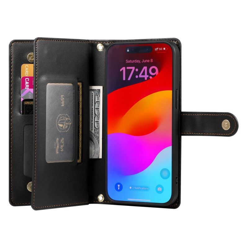 Housse iPhone 17 Pro Max Portefeuille avec Poche Zippée