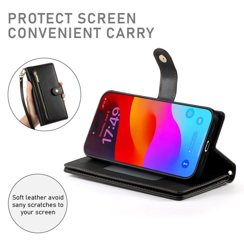 Housse iPhone 17 Pro Max Portefeuille avec Poche Zippée