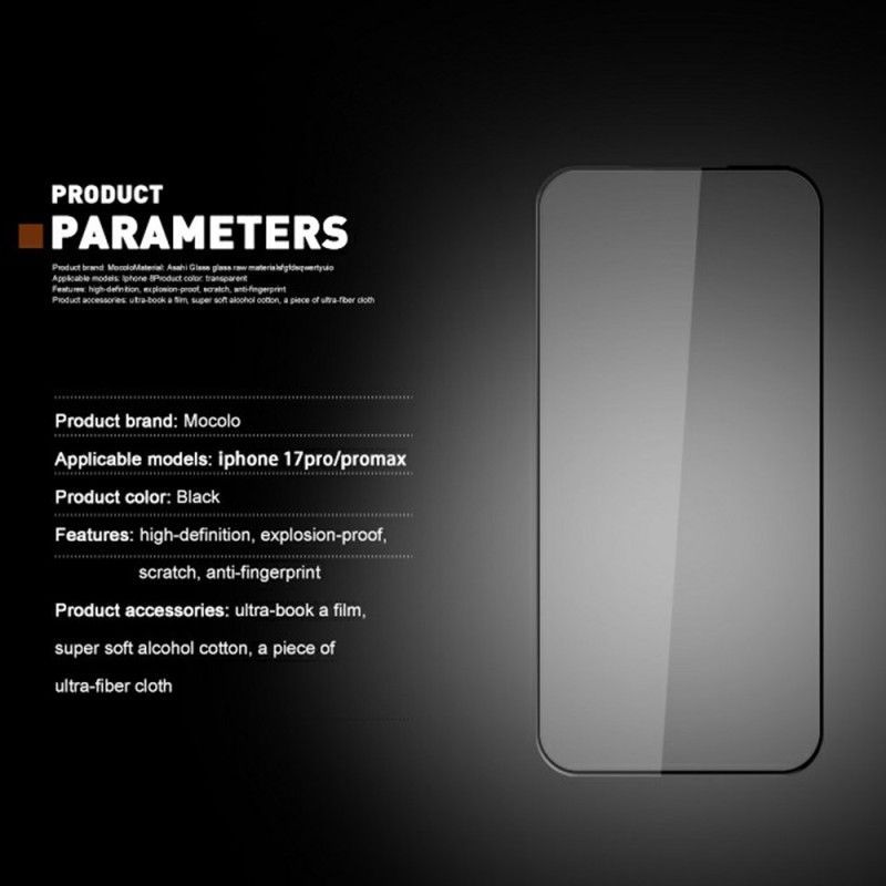 Protection en Verre Trempé Intégrale pour Écran iPhone 17 Pro Max