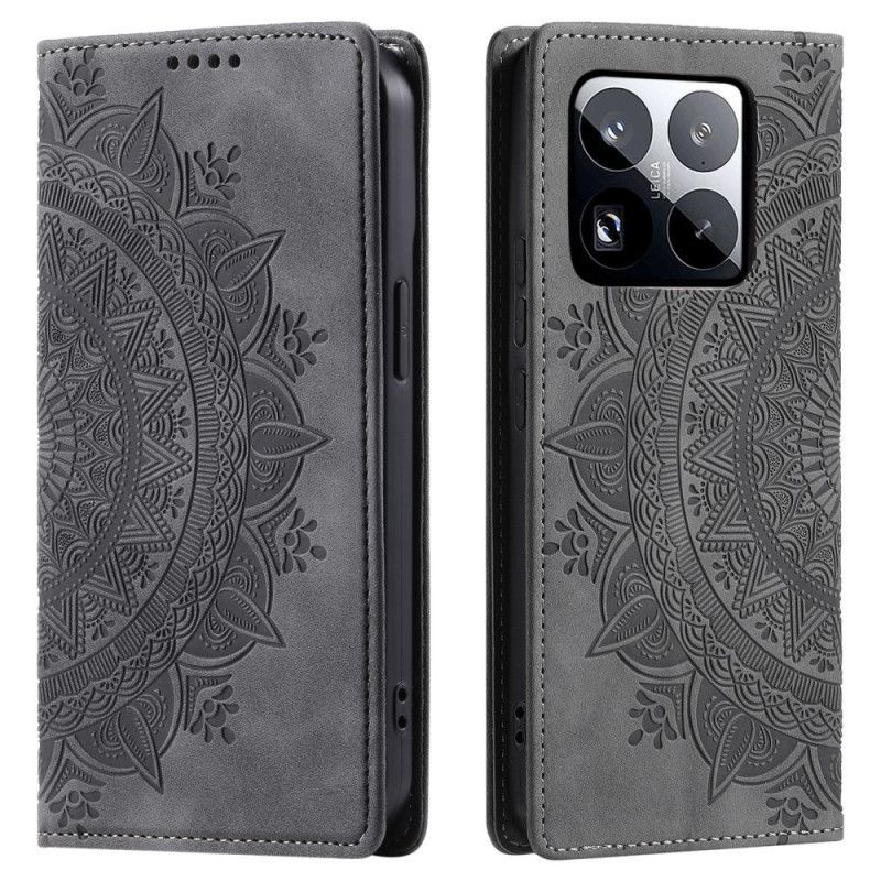 Flip Cover Xiaomi 15 Pro Effet Daim Motif Mandala