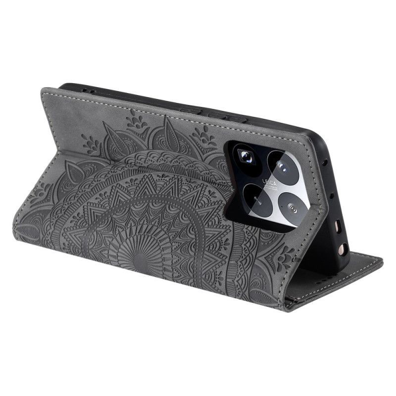 Flip Cover Xiaomi 15 Pro Effet Daim Motif Mandala