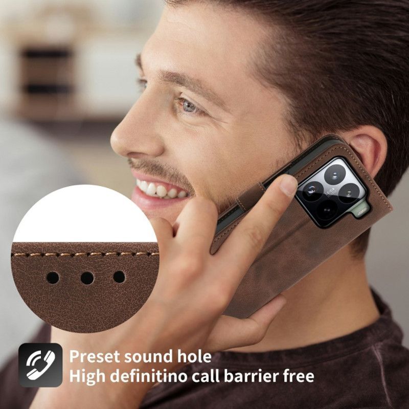 Housse Xiaomi 15 Pro Effet Daim Motif Floral à Lanière et Bandoulière