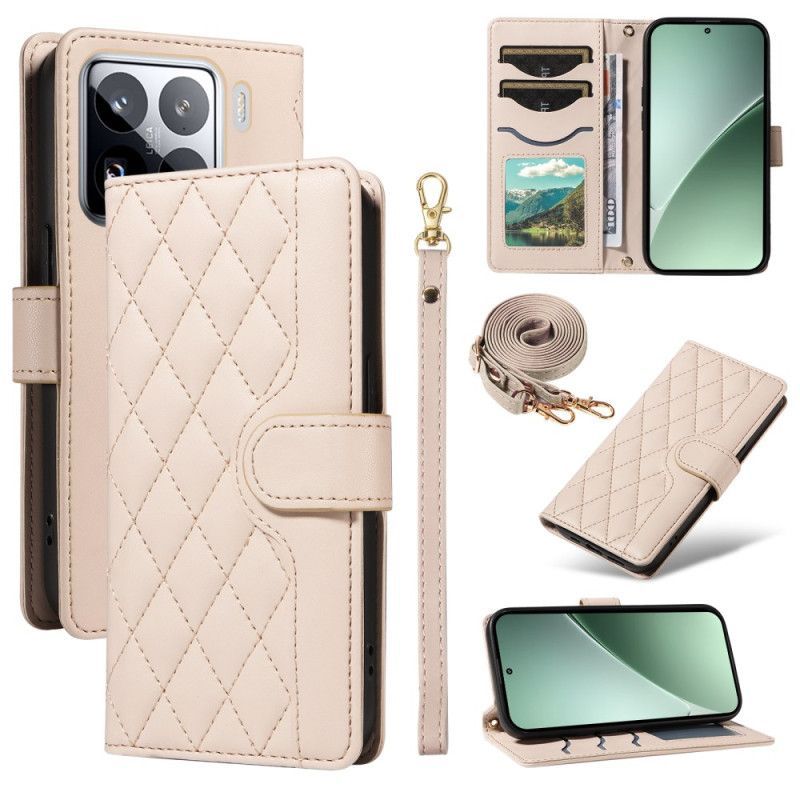 Housse Xiaomi 15 Pro Matelassée avec Lanière et Bandoulière