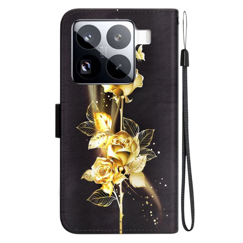 Housse Xiaomi 15 Pro Papillons Dorés et Rose