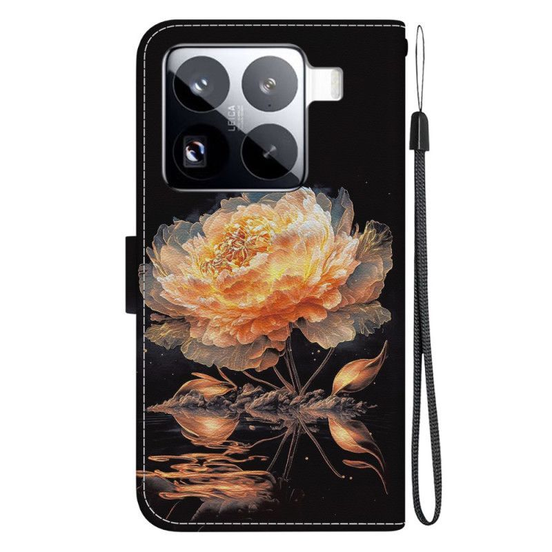 Housse Xiaomi 15 Pro Pivoine dorée