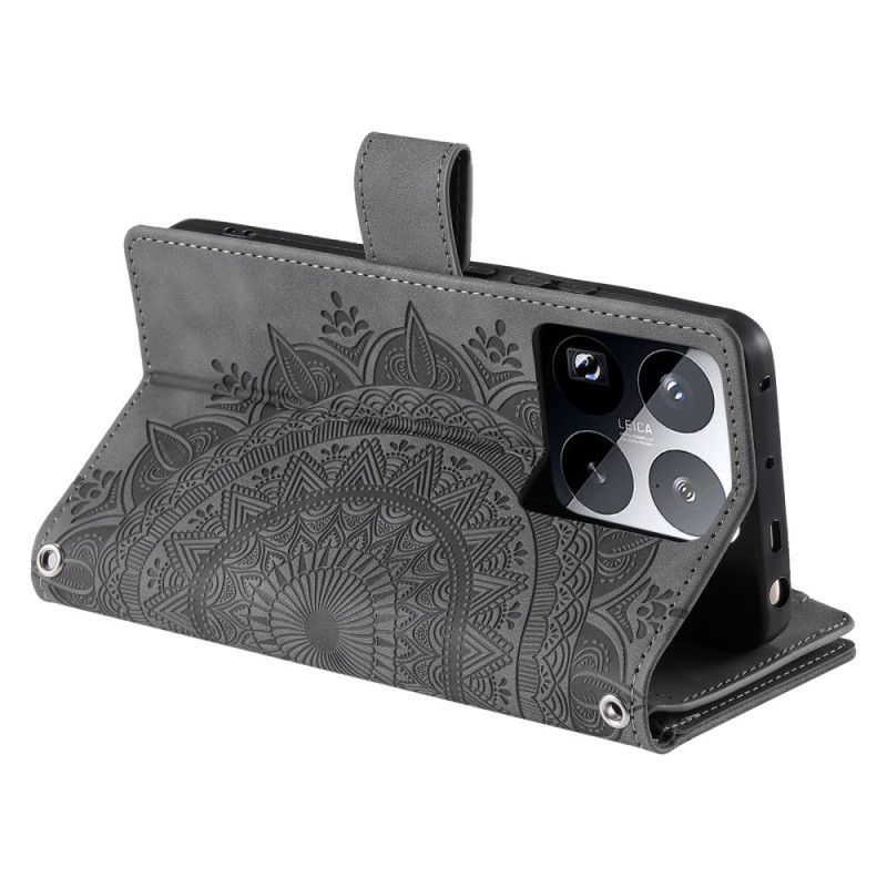 Housse Xiaomi 15 Pro Portefeuille Effet Daim Mandala