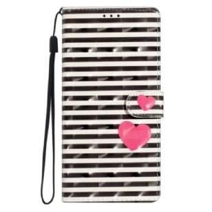 Housse Xiaomi 15 Pro Rayures et Coeurs 3D