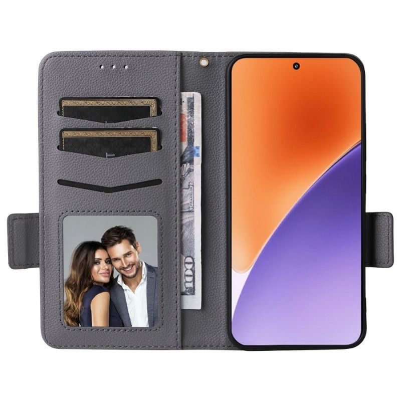 Housse Xiaomi 15 Pro Simili Cuir Litchi à Lanière