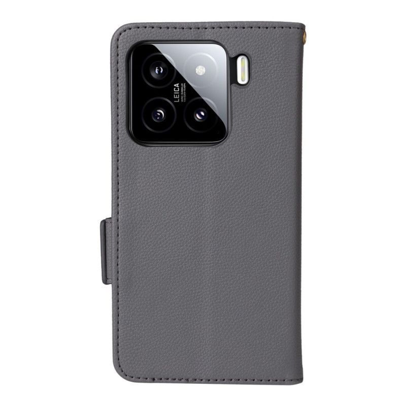 Housse Xiaomi 15 Pro Simili Cuir Litchi à Lanière