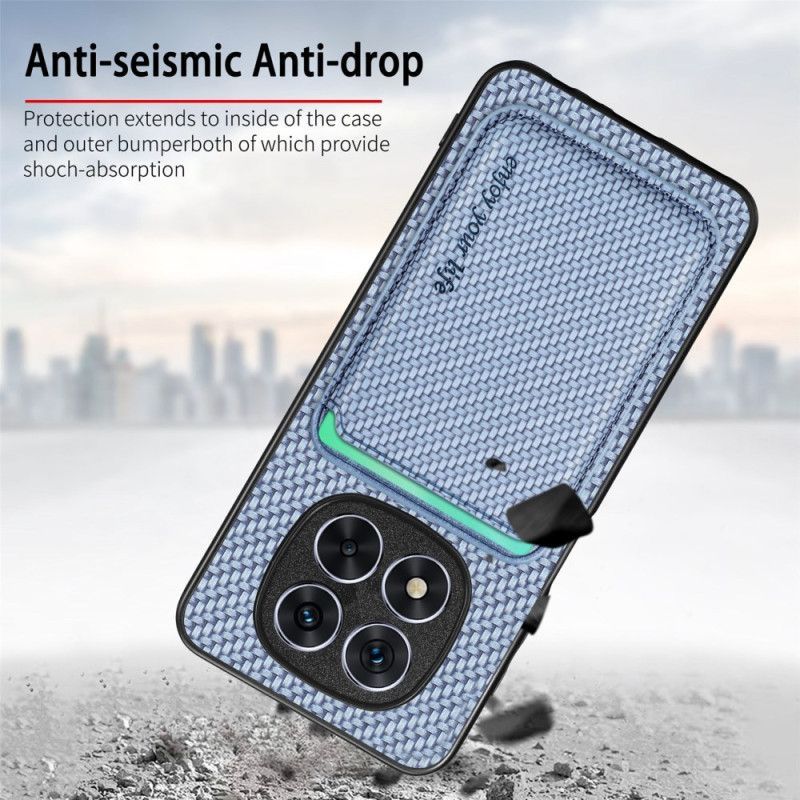 Coque Xiaomi Redmi Note 14 Pro 5G / Poco X7 Fibre Carbone Porte-Cartes Détachable